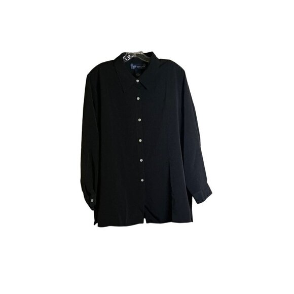 Susan Graver Tops - NWT Susan Graver Women's Black Crinkle Peachskin Big Shirt Size 1X